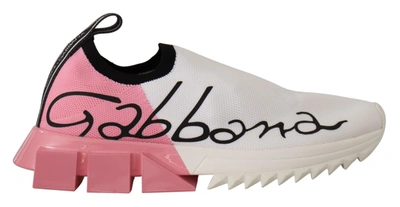 Dolce & Gabbana Pink White Logo S Sorrento Trainers