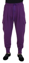 DOLCE & GABBANA PURPLE COTTON CARGO SWEATPANTS JOGGING PANTS