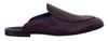 Dolce & Gabbana Purple Exotic Leather Flats Slides Shoes In Purple