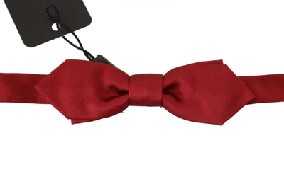 Dolce & Gabbana Red 100% Silk Slim Adjustable Neck Papillon Bow Tie