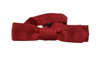 Dolce & Gabbana Red 100% Silk Slim Adjustable Neck Papillon Bow Tie