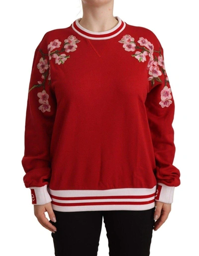 Dolce & Gabbana Red Cotton Crewneck #dglove Pullover Sweater