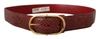 DOLCE & GABBANA RED EXOTIC LEATHER GOLD OVAL BUCKLE BELT