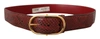 Dolce & Gabbana Red Exotic Leather Gold Oval Buckle Belt In Red