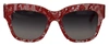 Dolce & Gabbana Red Lace Acetate Rectangle Shades In Red