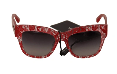 Dolce & Gabbana Red Lace Acetate Rectangle Shades Dg4231 Sunglasses