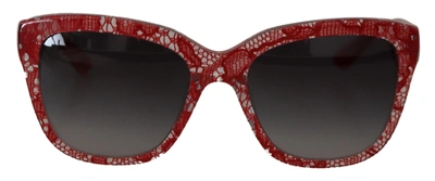 Dolce & Gabbana Red Lace Acetate Rectangle Shades Dg4226f Sunglasses