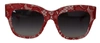 Dolce & Gabbana Red Lace Acetate Rectangle Shades Dg4231sunglasses In Red