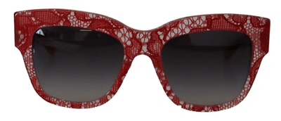 Dolce & Gabbana Red Lace Acetate Rectangle Shades Dg4231sunglasses