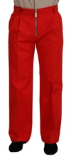 DOLCE & GABBANA RED STRAIGHT FIT MEN TROUSERS COTTON PANTS