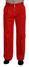 Dolce & Gabbana Red Straight Fit Men Trousers Cotton Pants In Red