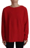 DOLCE & GABBANA RED WOOL KNIT ROUND NECK PULLOVER SWEATER