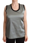 DOLCE & GABBANA SILVER ROUND NECK SLEEVELESS CASUAL TANK TOP