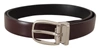 DOLCE & GABBANA SOLID BROWN LEATHER SILVER METAL BELT