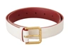 DOLCE & GABBANA WHITE CALF LEATHER TWO-TONED GOLD METAL BUCKLE BELT