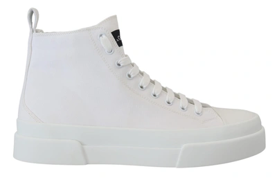 Dolce & Gabbana White Canvas Cotton High Tops Sneakers Shoes