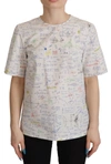 Dolce & Gabbana White Cotton Algebra Print Short Sleeves Top In White
