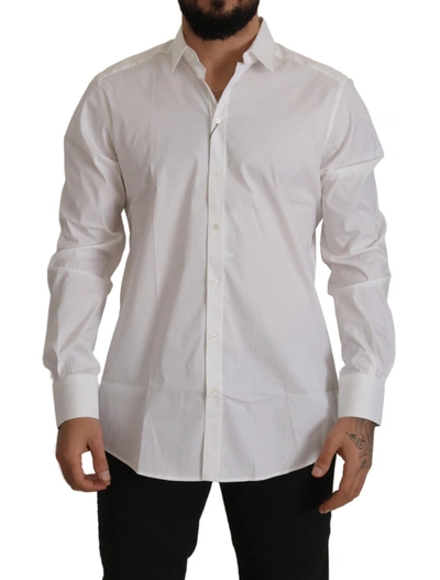 Dolce & Gabbana White Cotton Blend Formal Martini Shirt