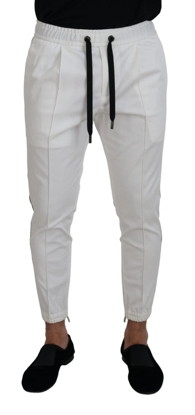 Dolce & Gabbana White Cotton Dg Logo Jogger Pants