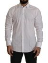 Dolce & Gabbana White Gold Cotton Slim Fit Dress Formal Shirt In White