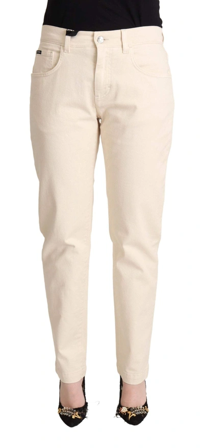 Dolce & Gabbana White Cotton Skinny Denim  Jeans Trousers