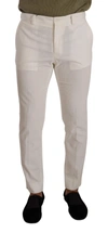 DOLCE & GABBANA WHITE COTTON SKINNY CORDUROY TROUSER PANTS