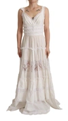 Dolce & Gabbana White Cotton Tiered Long Maxi A-line Dress In White