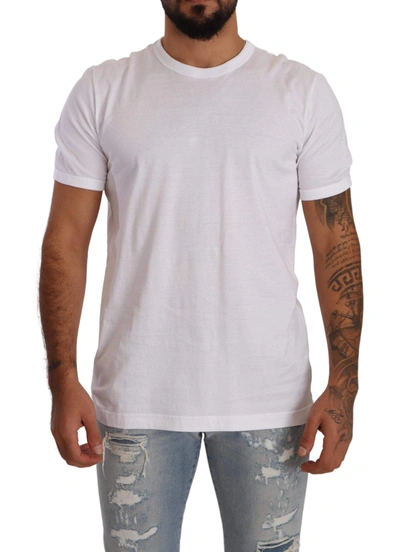 Dolce & Gabbana White Cotton Top Logo Crewneck T-shirt