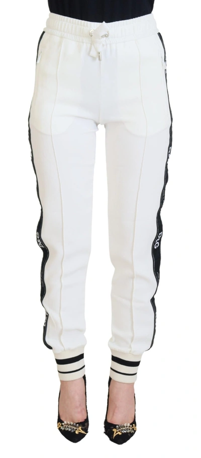 Dolce & Gabbana White Dg Logo Sweatpants Trousers