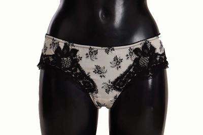 Dolce & Gabbana White Floral Lace Satin Briefs Underwear