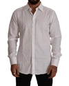 Dolce & Gabbana White Gold Cotton Slim Fit Dress Formal Shirt In White