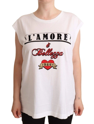 Dolce & Gabbana White L'amore E'bellezza Tank T-shirt Top