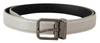 DOLCE & GABBANA WHITE LEATHER BLACK CHROME LOGO BUCKLE BELT