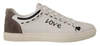 DOLCE & GABBANA WHITE LEATHER GRAY LOVE CASUAL SNEAKERS SHOES