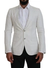 Dolce & Gabbana White Linen Slim Fit Jacket Blazer In White