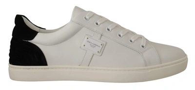 Dolce & Gabbana White Suede Leather Low Tops Trainers