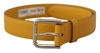 DOLCE & GABBANA YELLOW LEATHER SILVER TONE LOGO METAL BUCKLE BELT