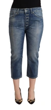 DONDUP BLUE WASHED MID WAIST CAPRI DENIM JEANS