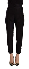 DSQUARED² BLACK WOOL HIGH WAIST SKINNY  PANTS