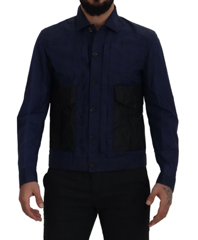 DSQUARED² DARK BLUE COTTON COLLARED LONG SLEEVES CASUAL SHIRT