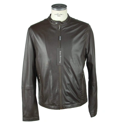 Emilio Romanelli Leather Men's Jacket In Brown