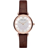 Emporio Armani Emporio Ari Brown Steel And Leather Quartz Watch In Bordeaux