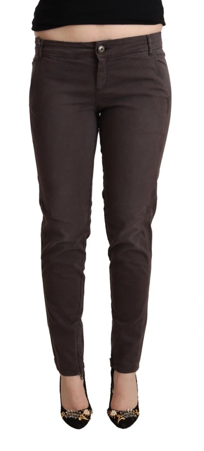 Ermanno Scervino Brown Cotton Low Waist Slim Fit Trousers