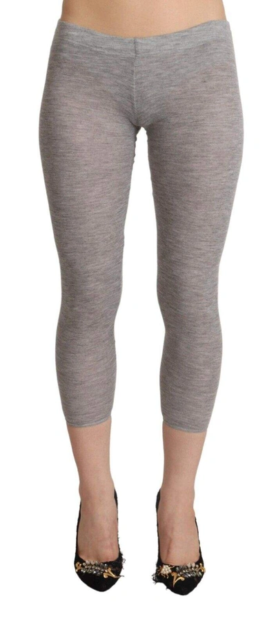 Ermanno Scervino Grey Modal Low Waist Cropped Leggings Slim Trousers