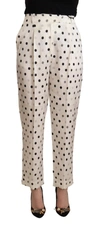 Ermanno Scervino White Polka Dotted High Waist Tapered Pants In White