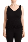 ERMANNO SCERVINO ERNO SCERVINO BLACK COTTON SLEEVELESSS TANK CASUAL TOP