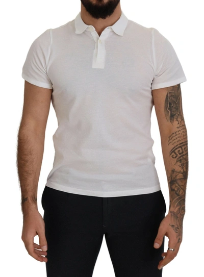 FRADI WHITE COTTON COLLARED SHORT SLEEVES POLO T-SHIRT