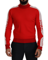 GCDS RED WOOL LOGO PRINTED CREW NECK  PULLOVER SWEATER