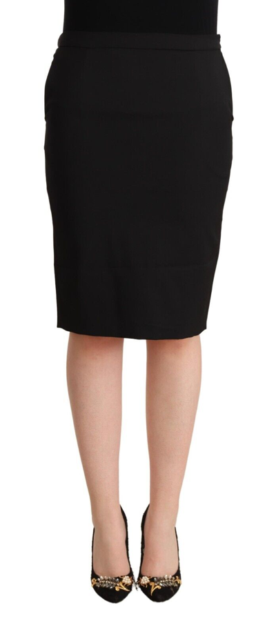 Gf Ferre' Black Pencil Knee Length Straight Skirt