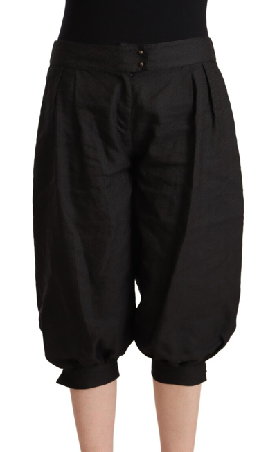 Gf Ferre' Black Viscose Cropped Harem Trousers